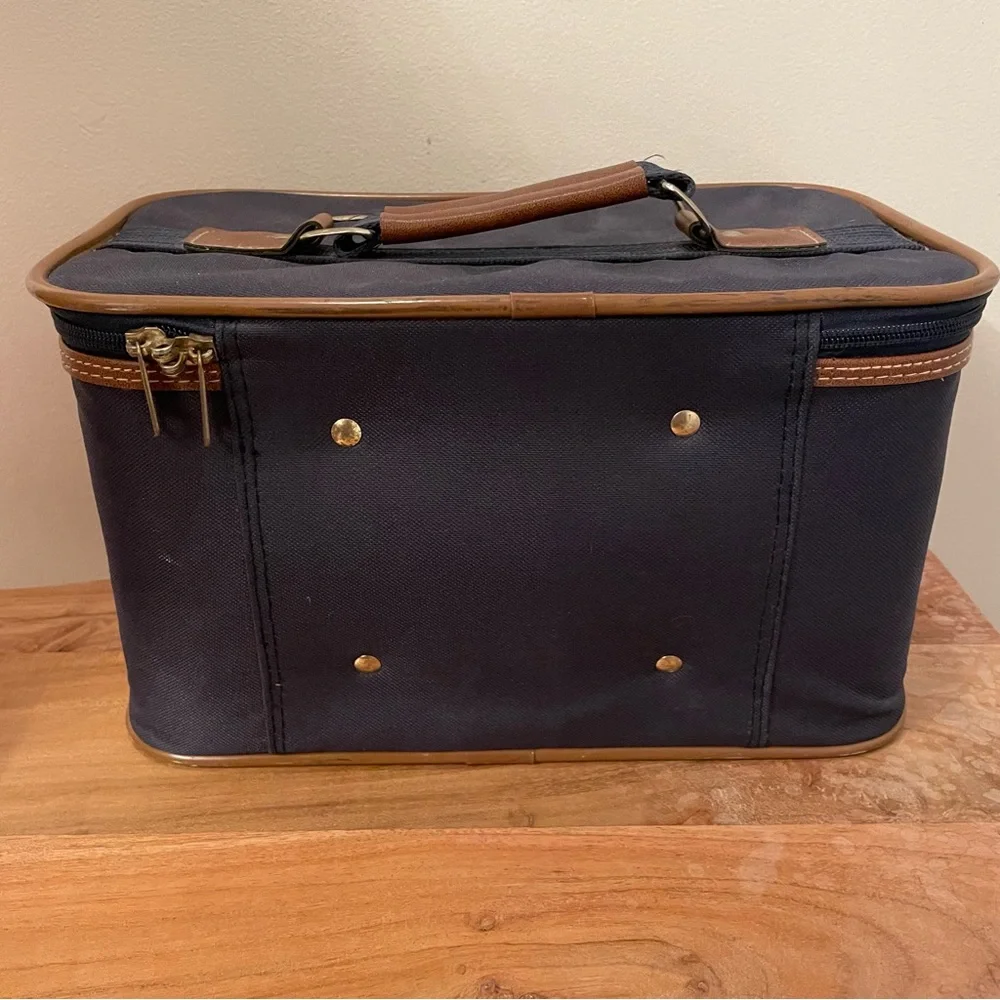Vintage Diplomat Club Navy and Brown Cosmetic Case